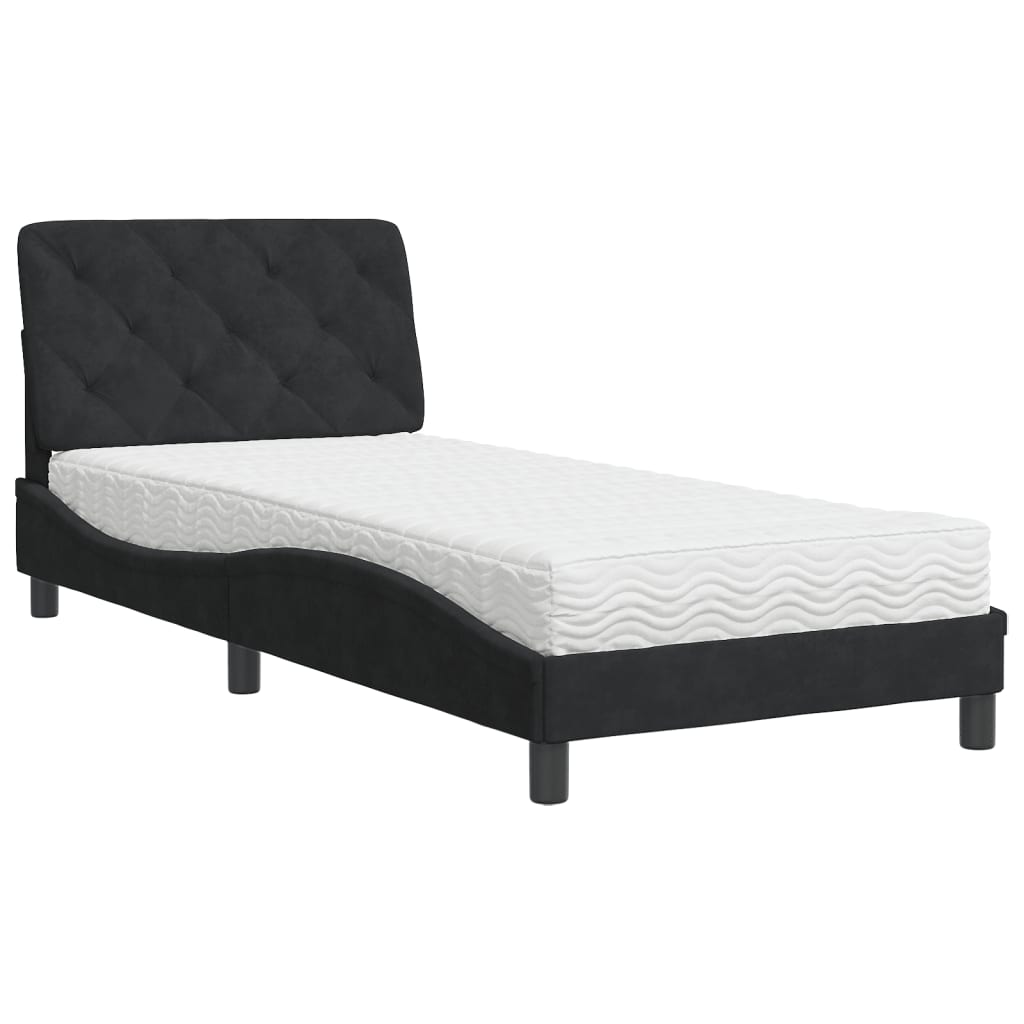 seng med madras 90x190 cm velour sort