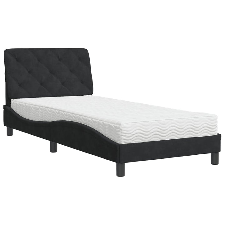 seng med madras 90x190 cm velour sort
