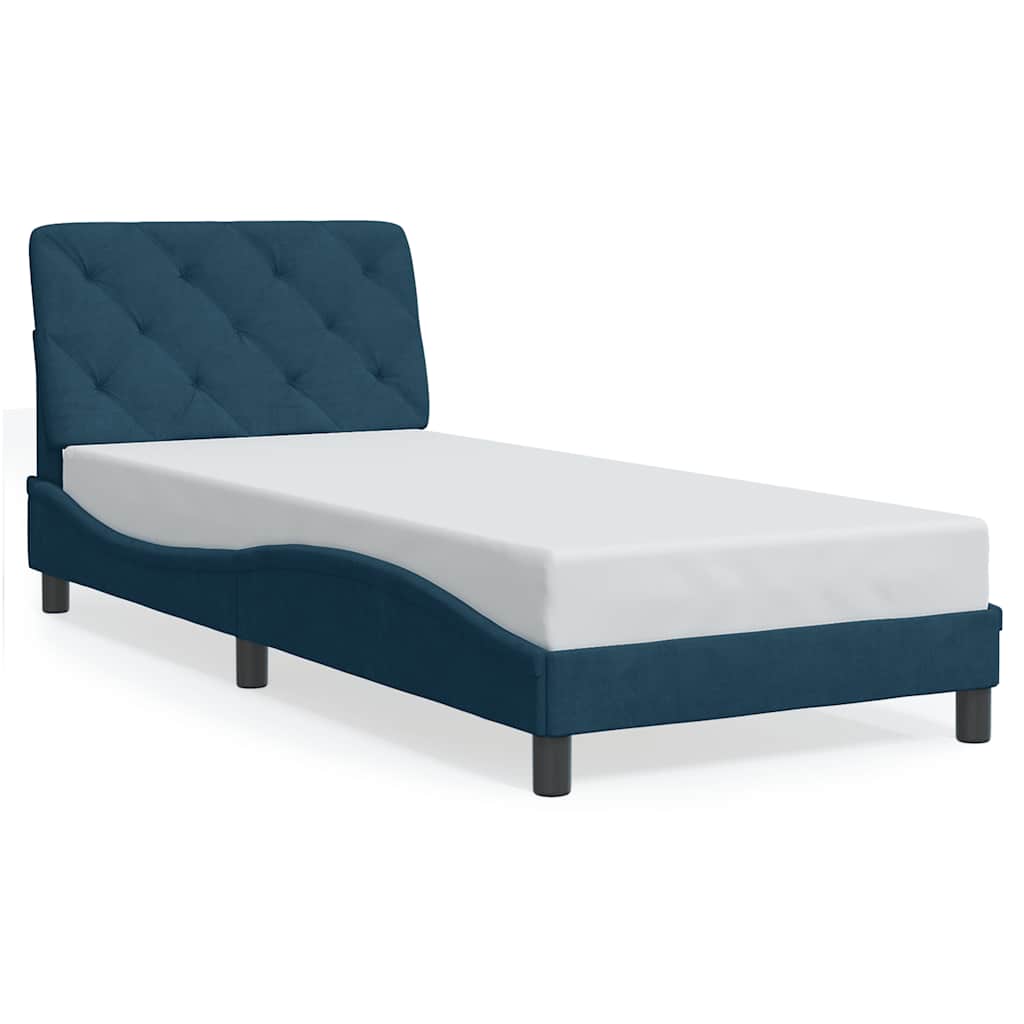 seng med madras 90x190 cm velour blå