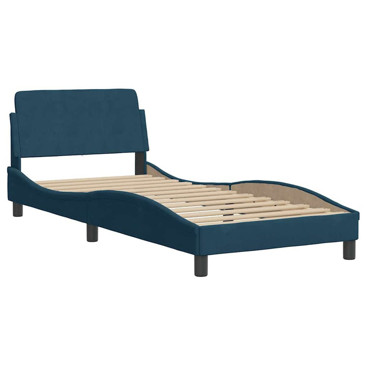seng med madras 90x190 cm velour blå