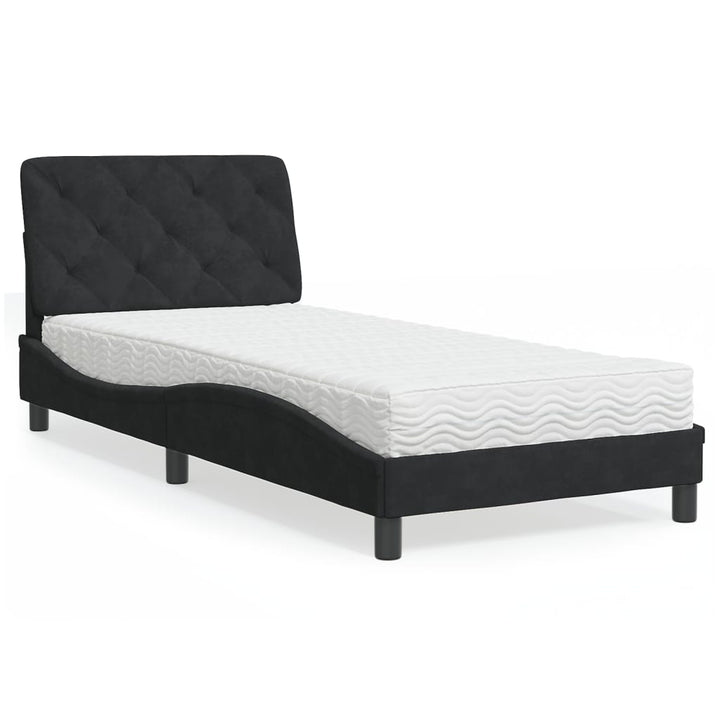 seng med madras 90x200 cm velour sort