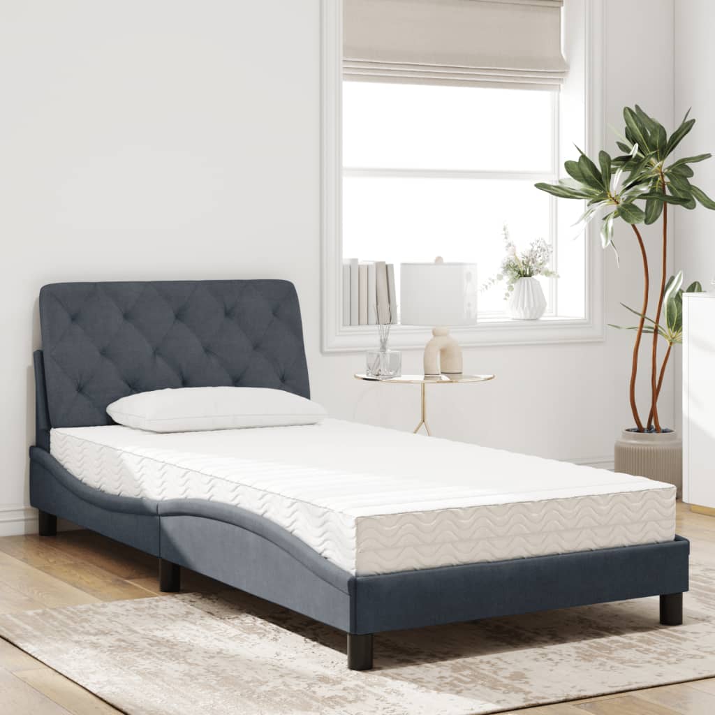 seng med madras 100x200 cm velour mørkegrå