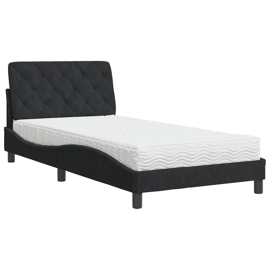 seng med madras 100x200 cm velour sort