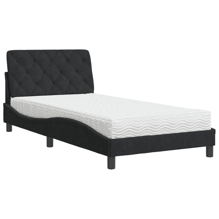 seng med madras 100x200 cm velour sort