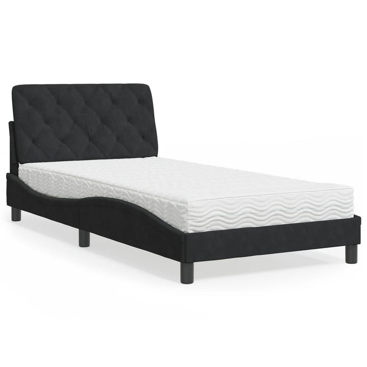 seng med madras 100x200 cm velour sort