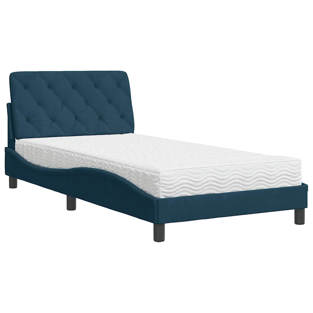 seng med madras 100x200 cm velour blå