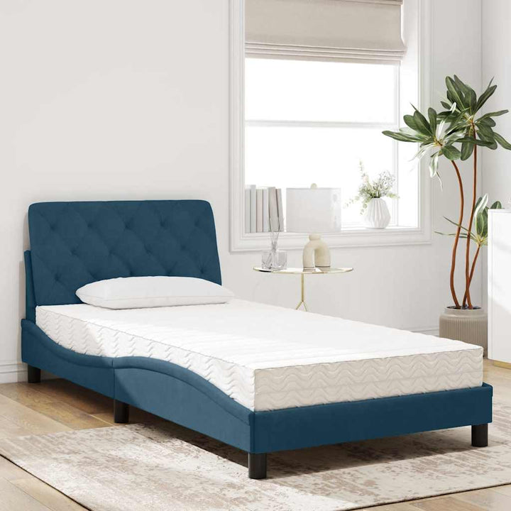 seng med madras 100x200 cm velour blå