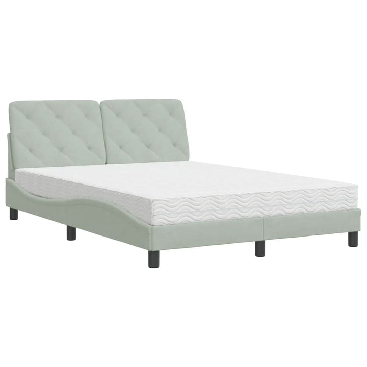 seng med madras 140x190 cm velour lysegrå