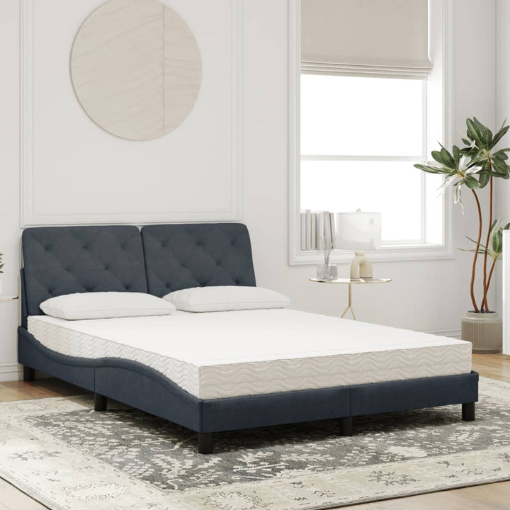 seng med madras 140x190 cm velour mørkegrå