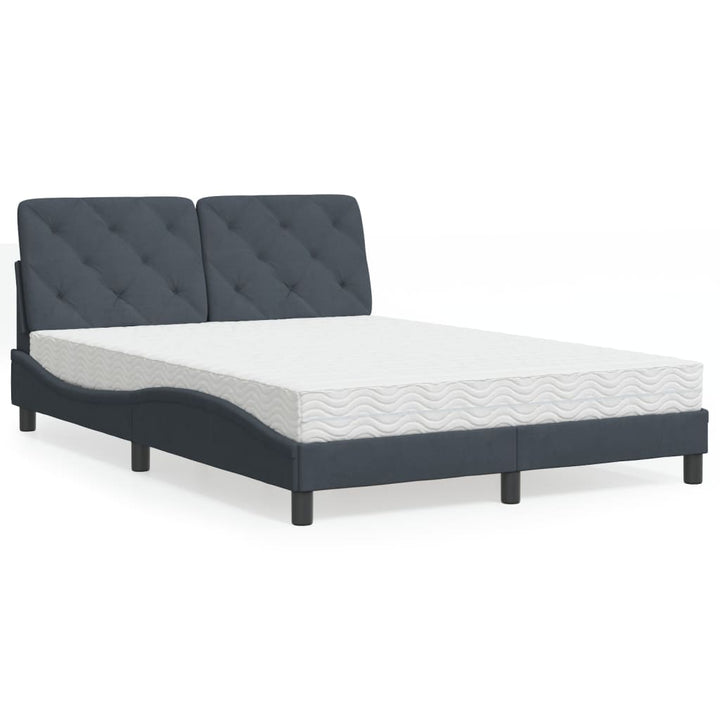 seng med madras 140x190 cm velour mørkegrå