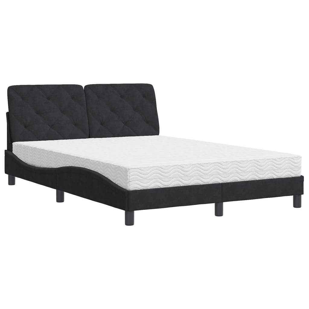 seng med madras 140x190 cm velour sort