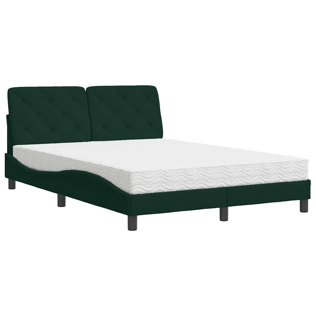 seng med madras 140x190 cm velour mørkegrøn