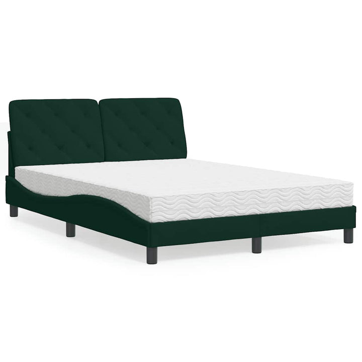 seng med madras 140x190 cm velour mørkegrøn