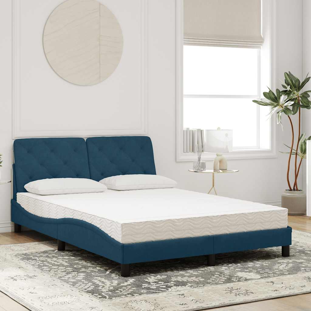 seng med madras 140x190 cm velour blå