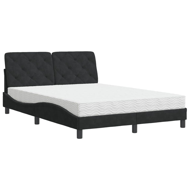 seng med madras 140x200 cm velour sort