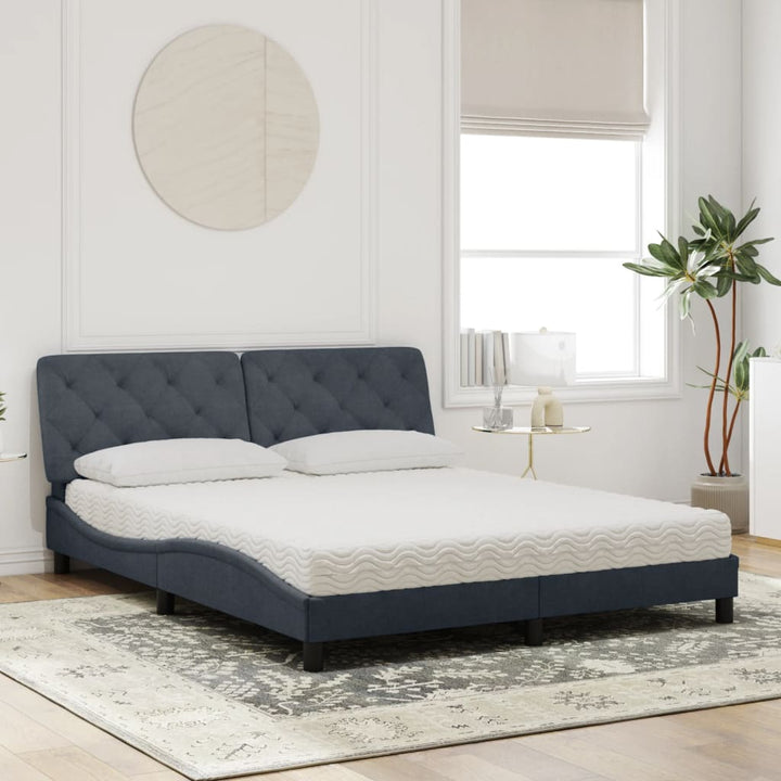 seng med madras 160x200 cm velour mørkegrå