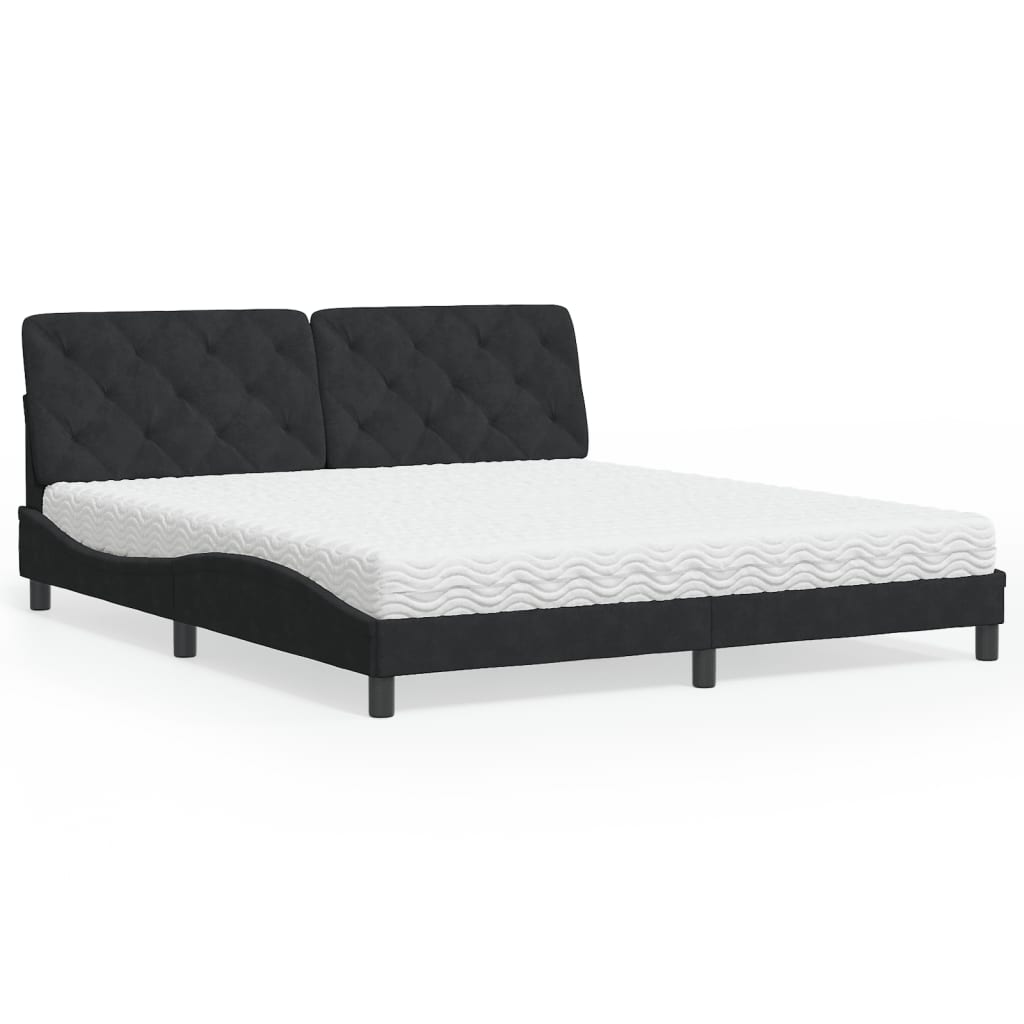seng med madras 180x200 cm velour sort