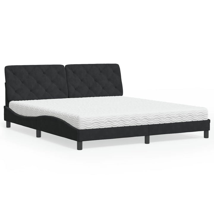 seng med madras 180x200 cm velour sort
