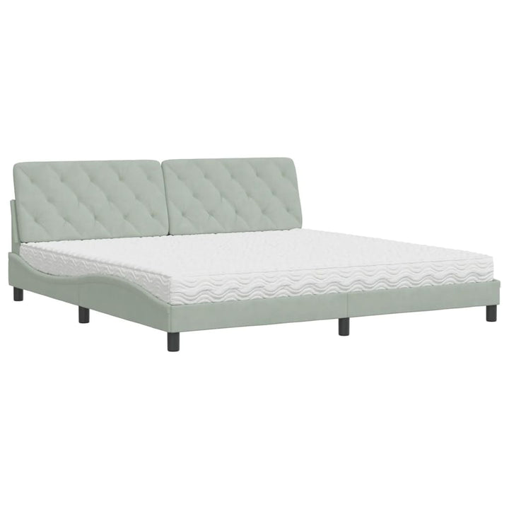 seng med madras 200x200 cm velour lysegrå