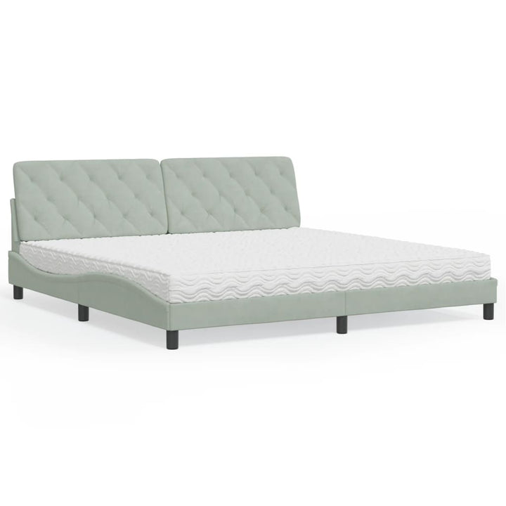 seng med madras 200x200 cm velour lysegrå