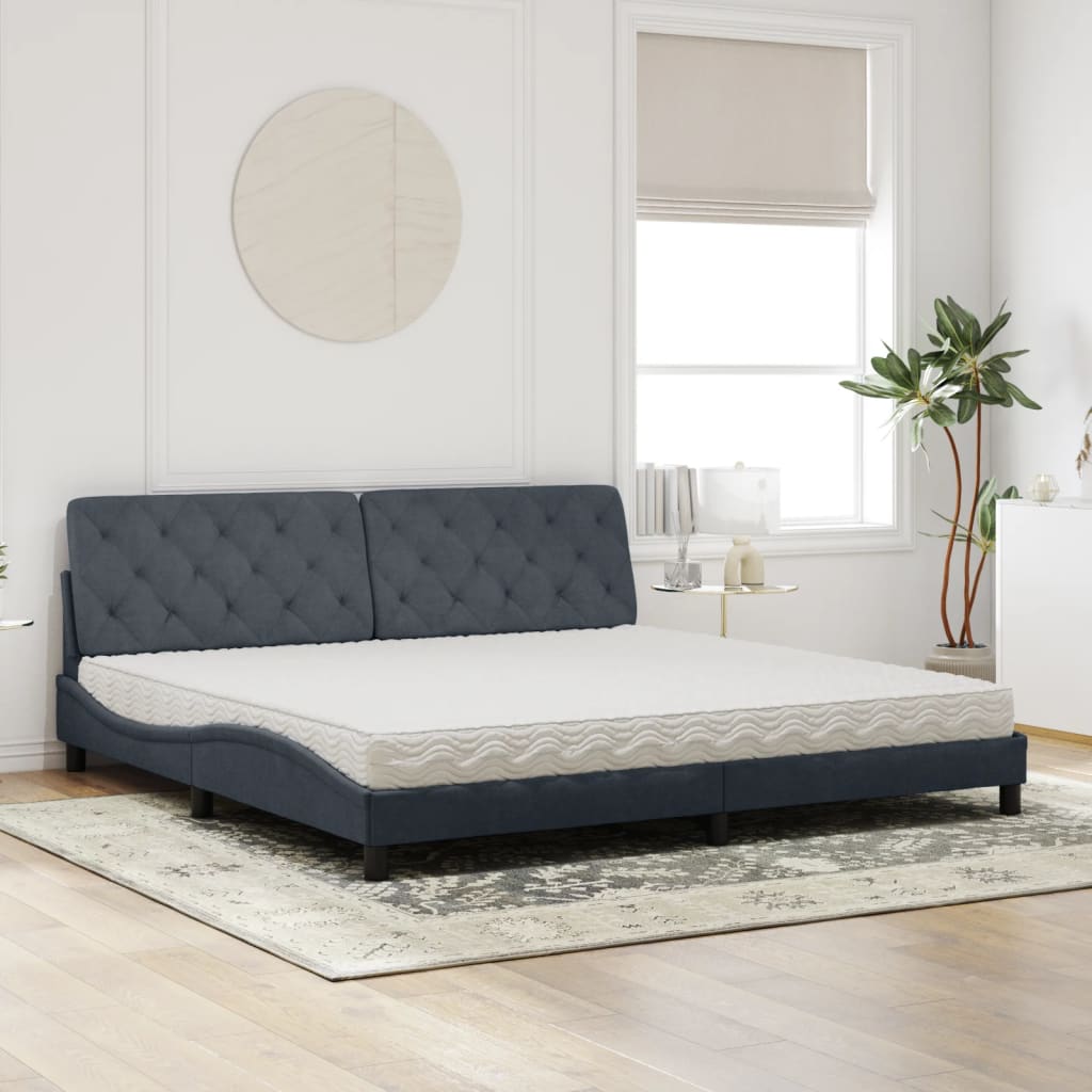 seng med madras 200x200 cm velour mørkegrå