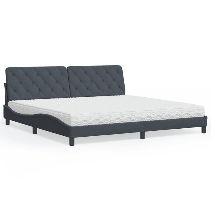 seng med madras 200x200 cm velour mørkegrå