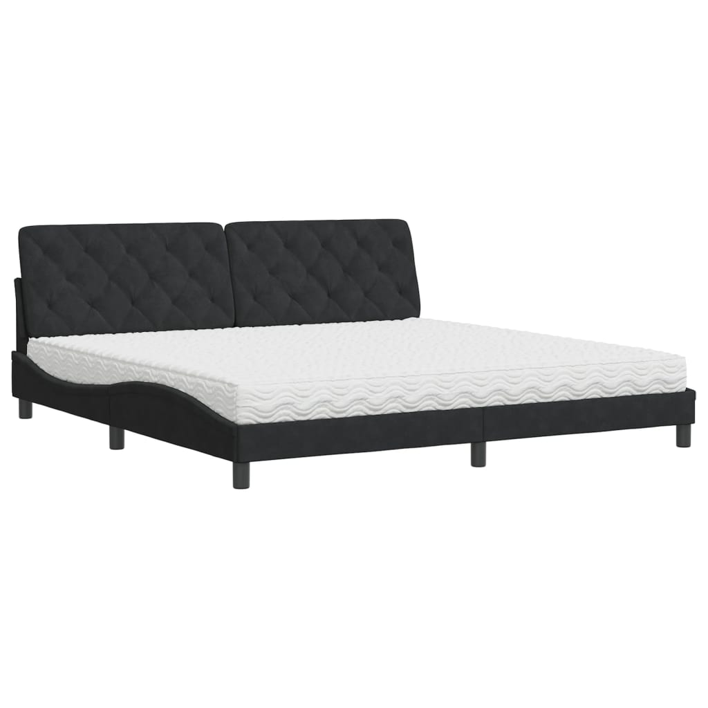 seng med madras 200x200 cm velour sort