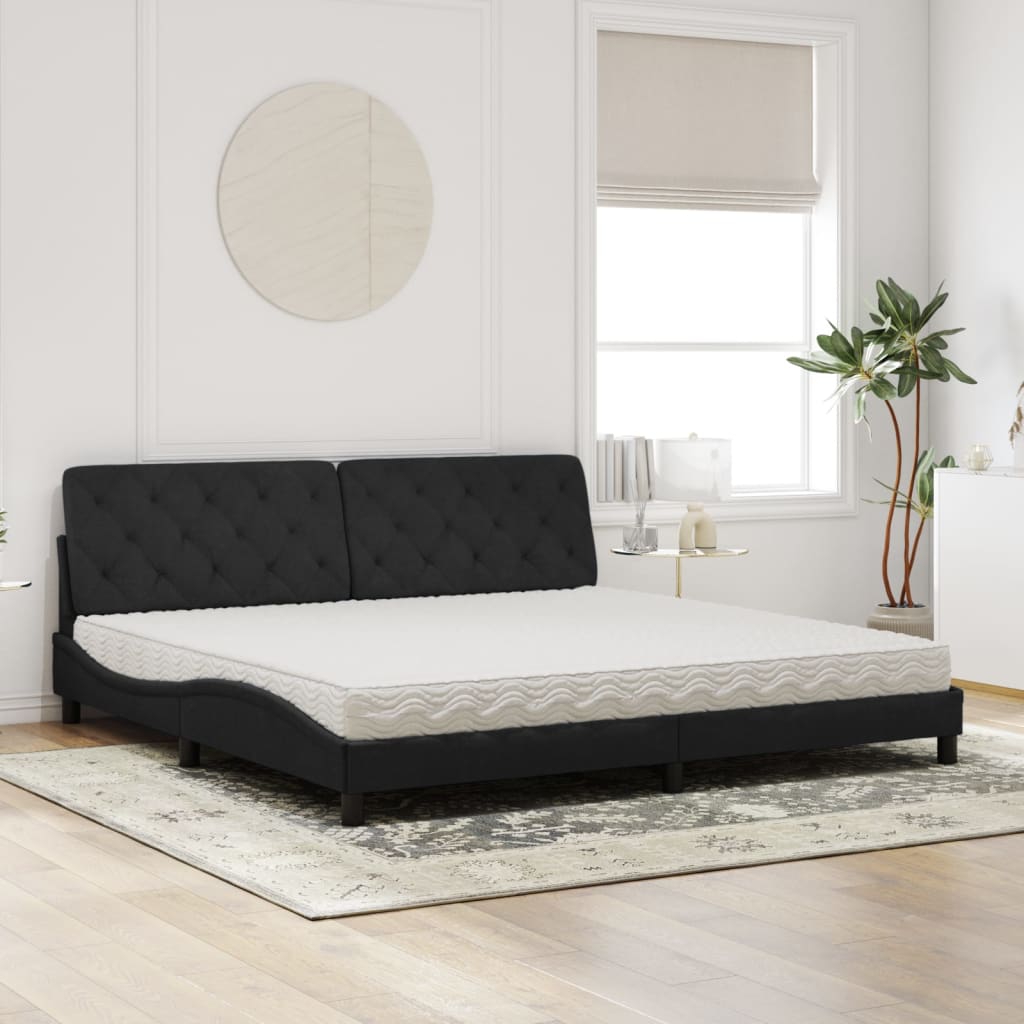 seng med madras 200x200 cm velour sort