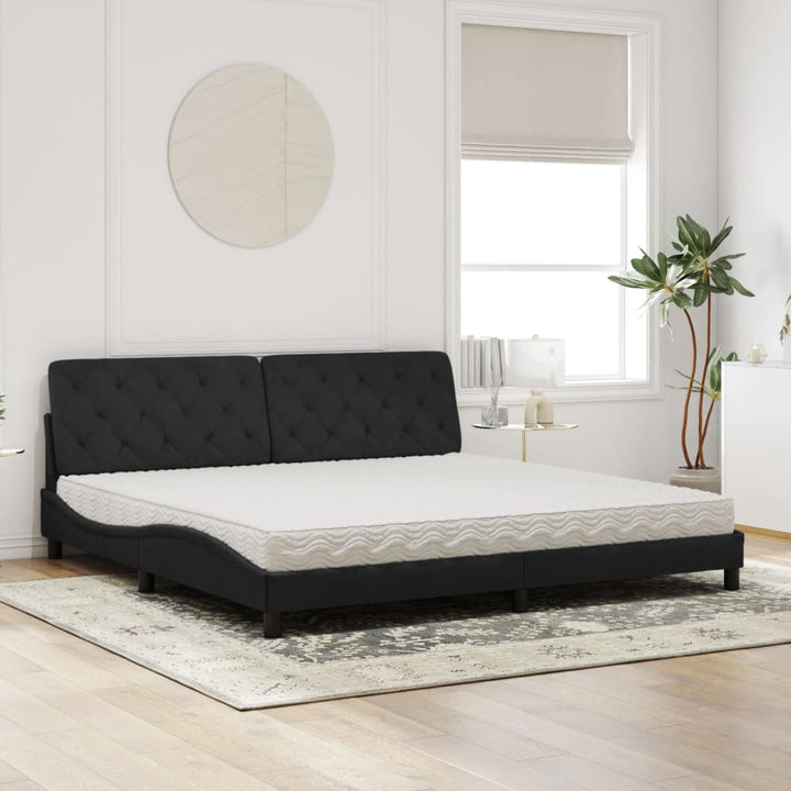 seng med madras 200x200 cm velour sort