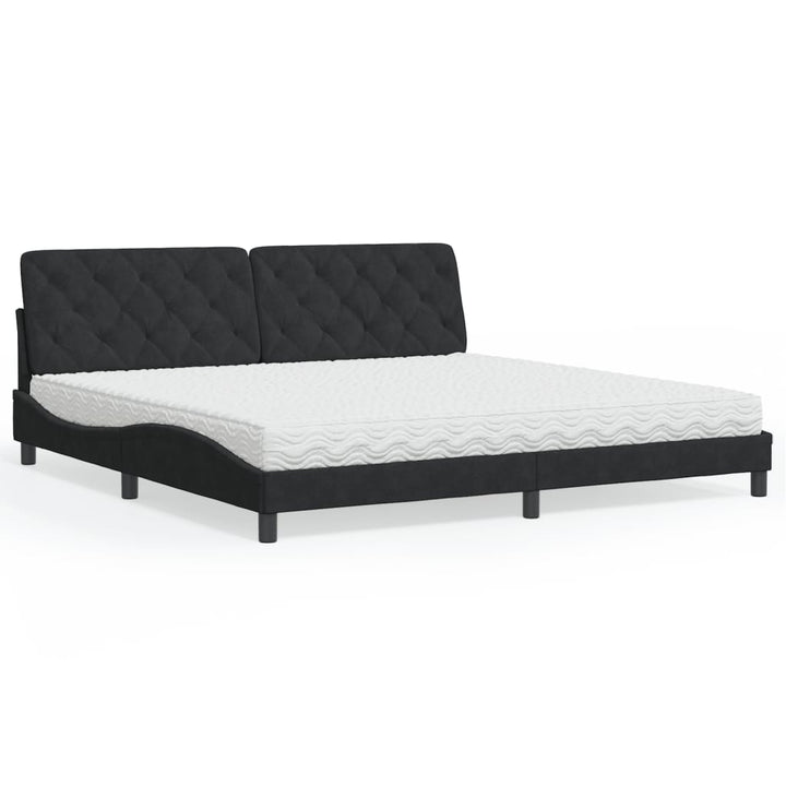 seng med madras 200x200 cm velour sort
