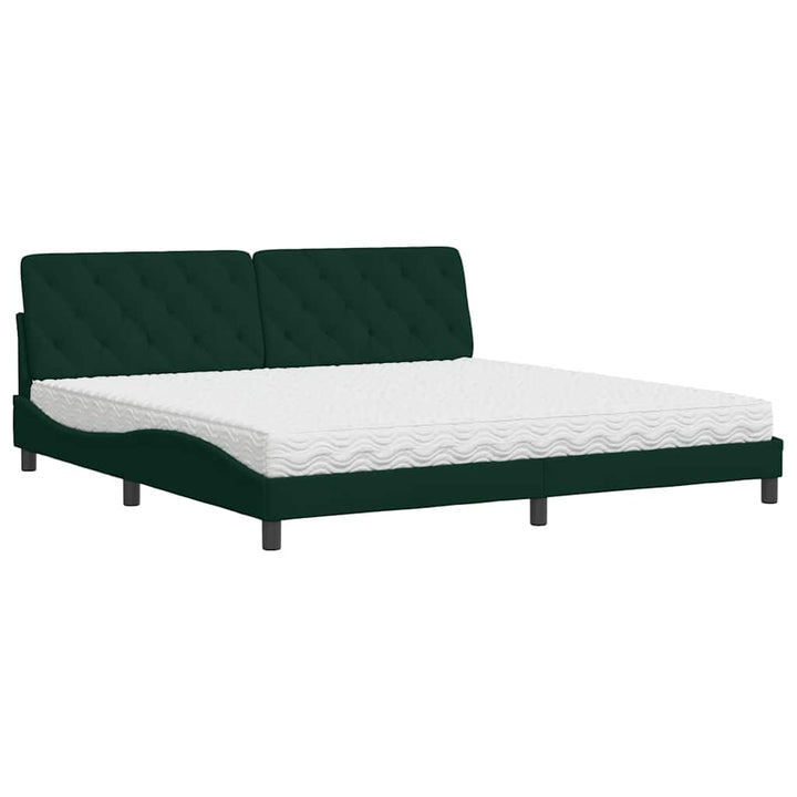 seng med madras 200x200 cm velour mørkegrøn