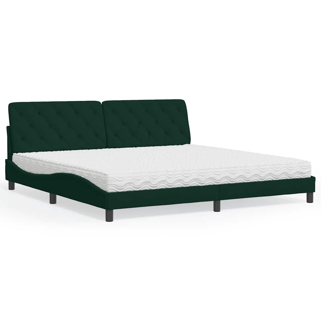 seng med madras 200x200 cm velour mørkegrøn