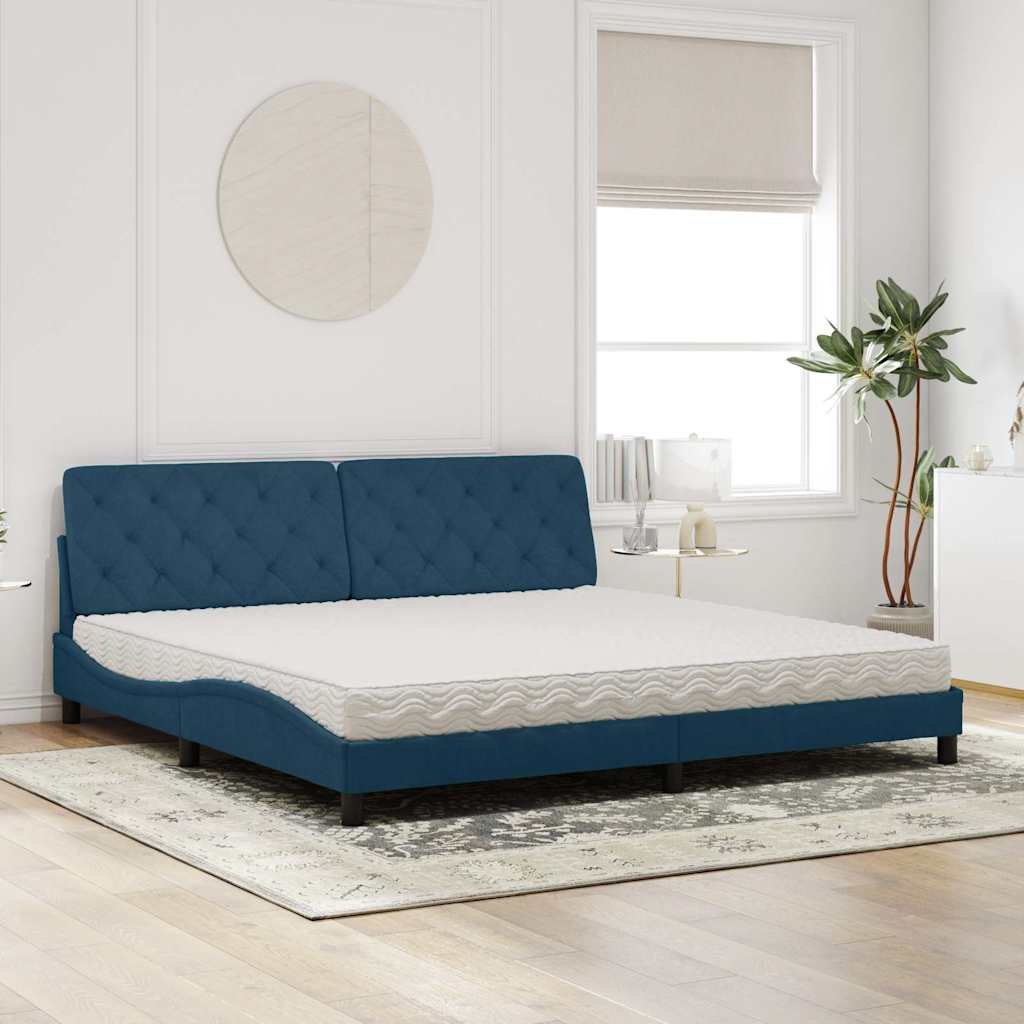 seng med madras 200x200 cm velour blå
