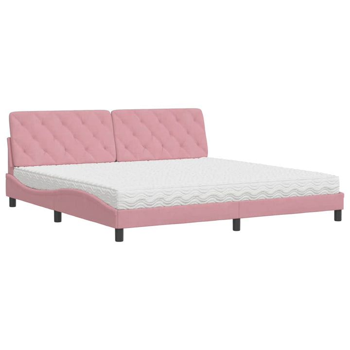 seng med madras 200x200 cm velour lyserød