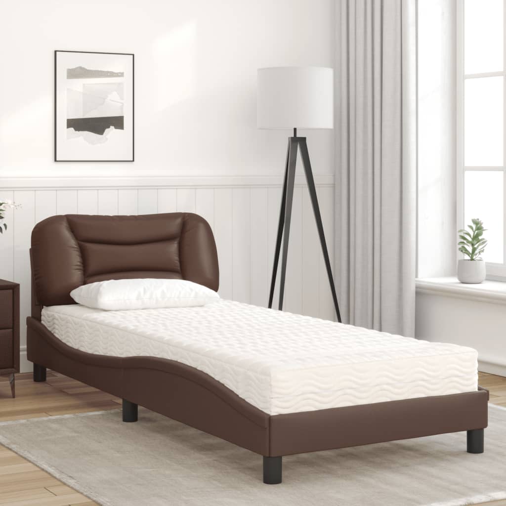 seng med madras Hvar 80x200 cm kunstlæder brun