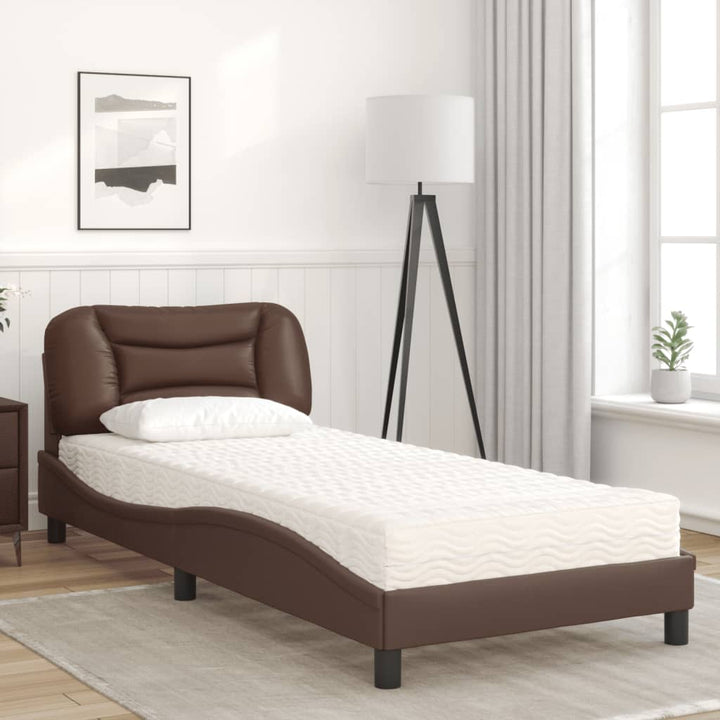 seng med madras Hvar 80x200 cm kunstlæder brun