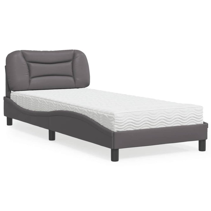 seng med madras Hvar 80x200 cm kunstlæder grå