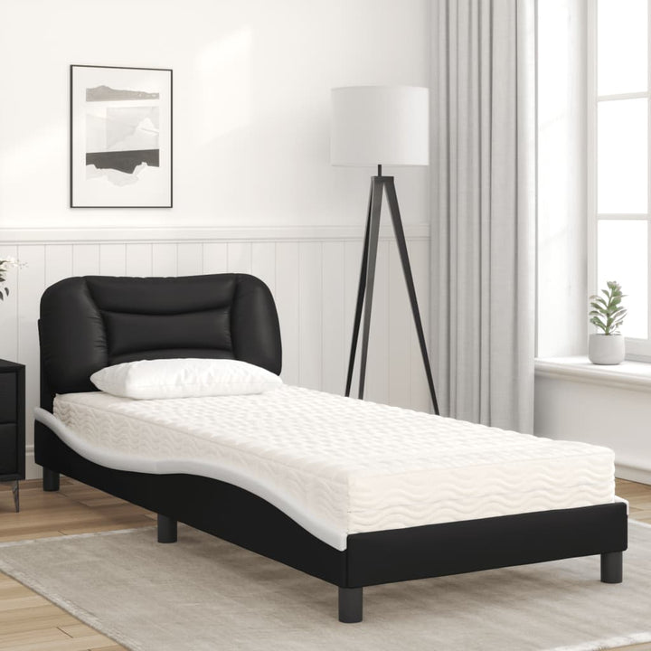 seng med madras Hvar 80x200 cm kunstlæder sort og hvid