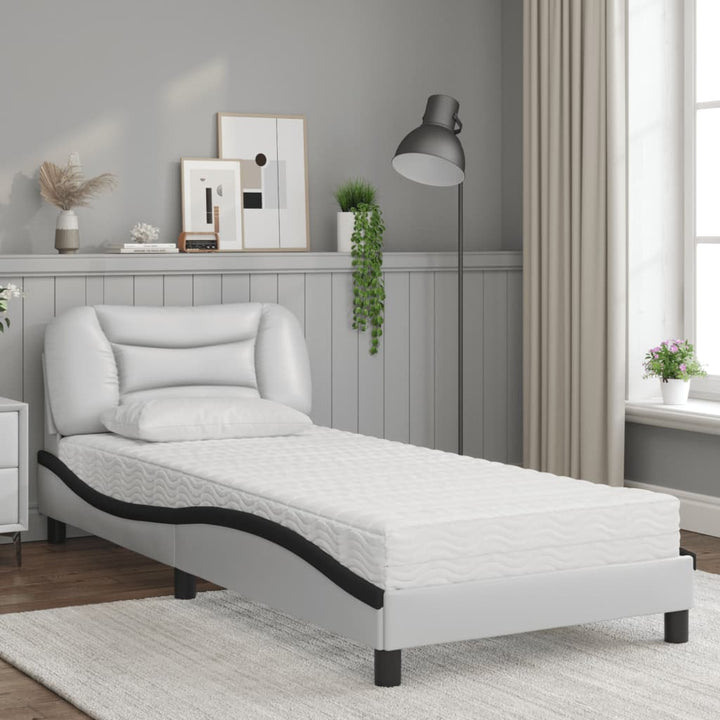 seng med madras Hvar 80x200 cm kunstlæder sort og hvid