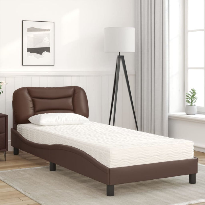 seng med madras Hvar 90x190 cm kunstlæder brun