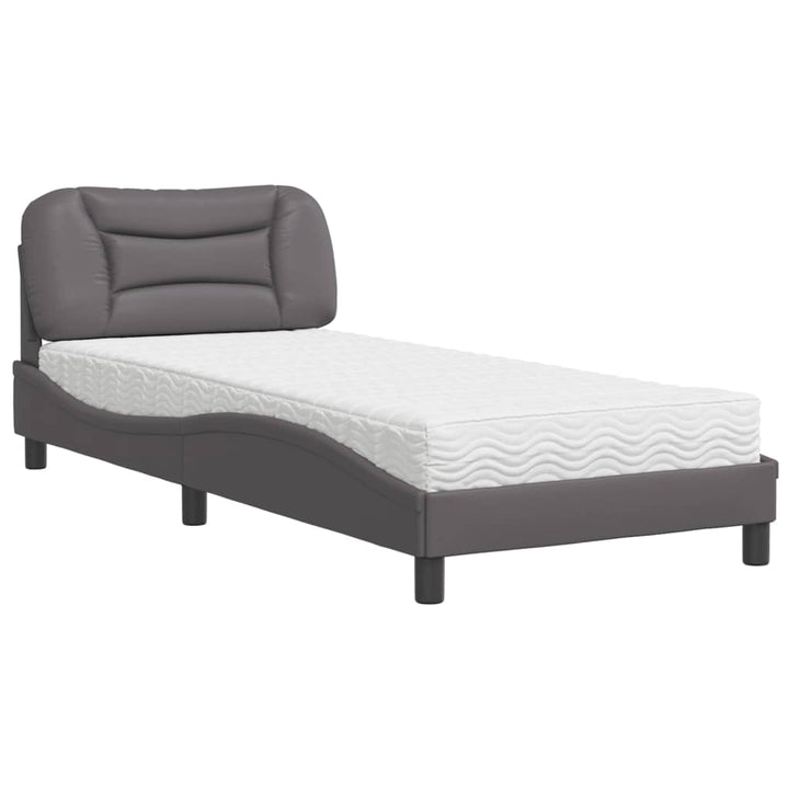 seng med madras Hvar 90x190 cm kunstlæder grå