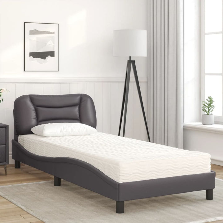 seng med madras Hvar 90x190 cm kunstlæder grå