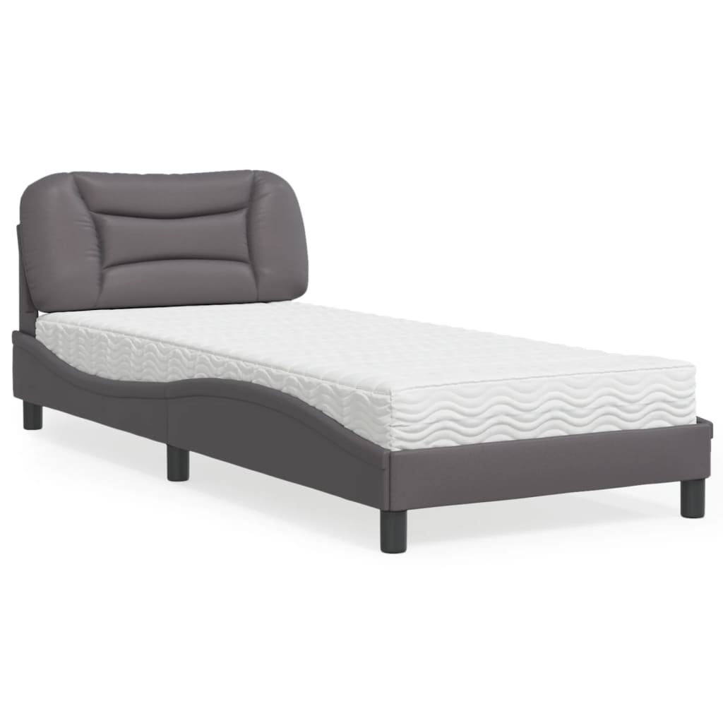 seng med madras Hvar 90x190 cm kunstlæder grå