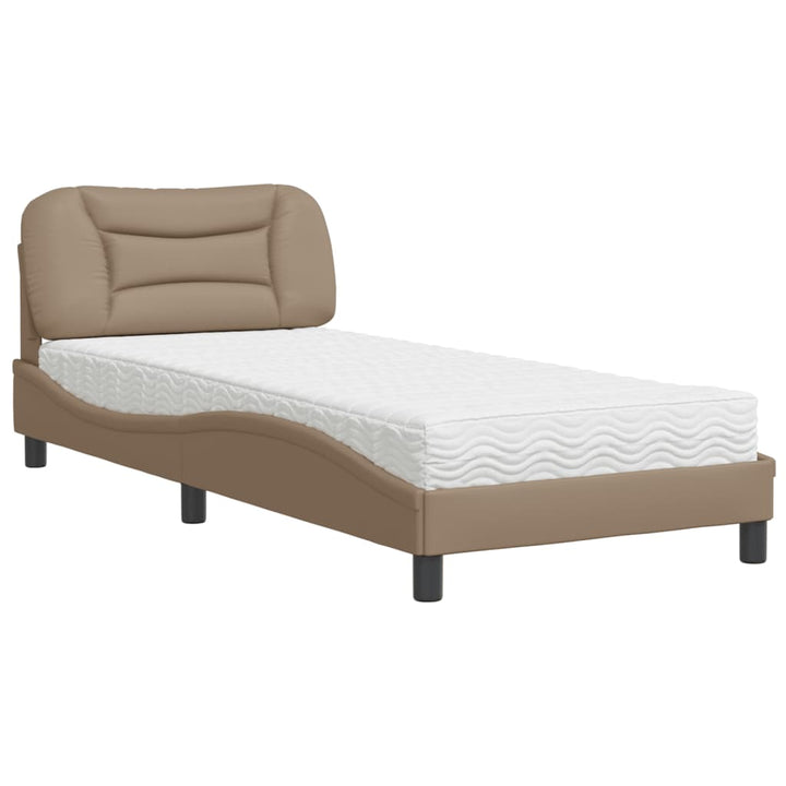seng med madras Hvar 90x190 cm kunstlæder cappuccinofarvet