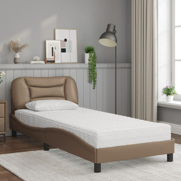 seng med madras Hvar 90x190 cm kunstlæder cappuccinofarvet