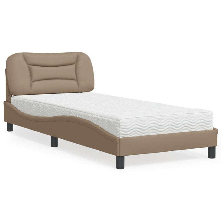 seng med madras Hvar 90x190 cm kunstlæder cappuccinofarvet