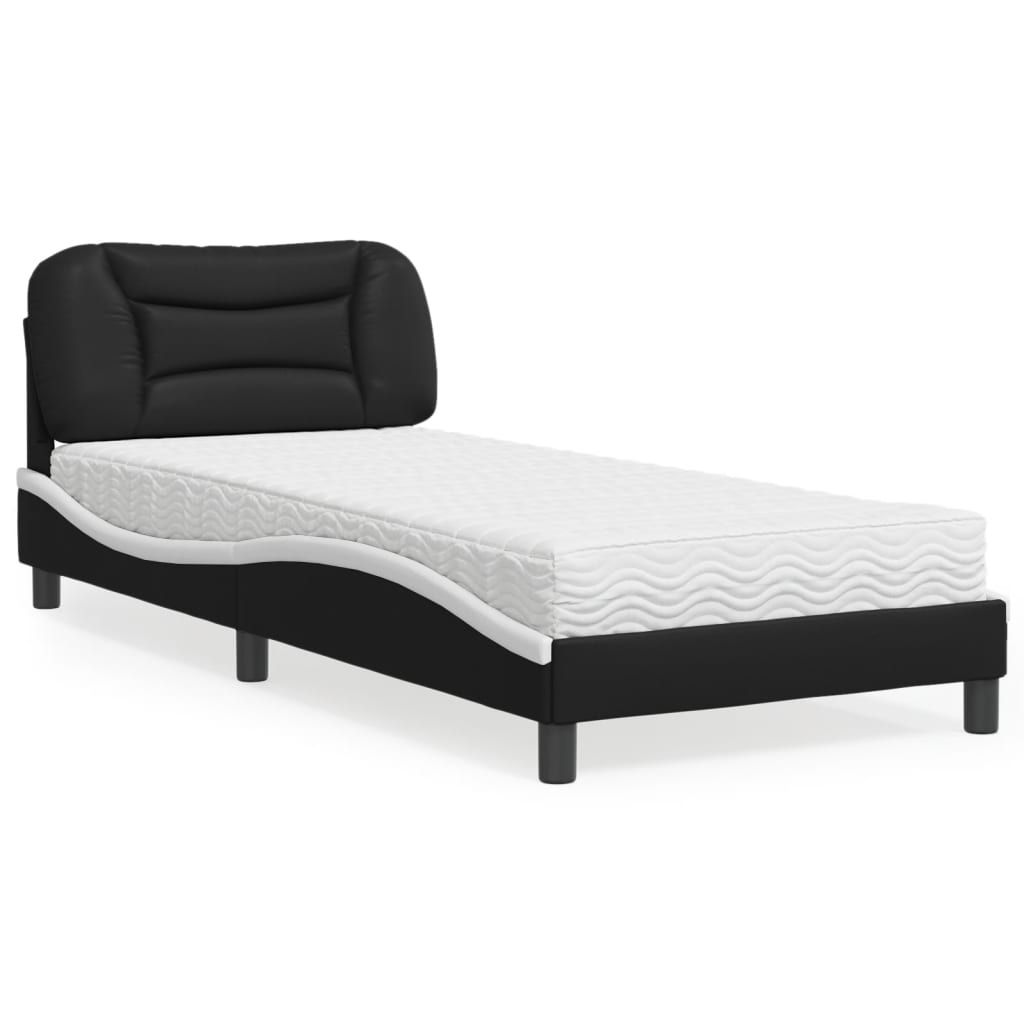 seng med madras Hvar 90x190 cm kunstlæder sort og hvid