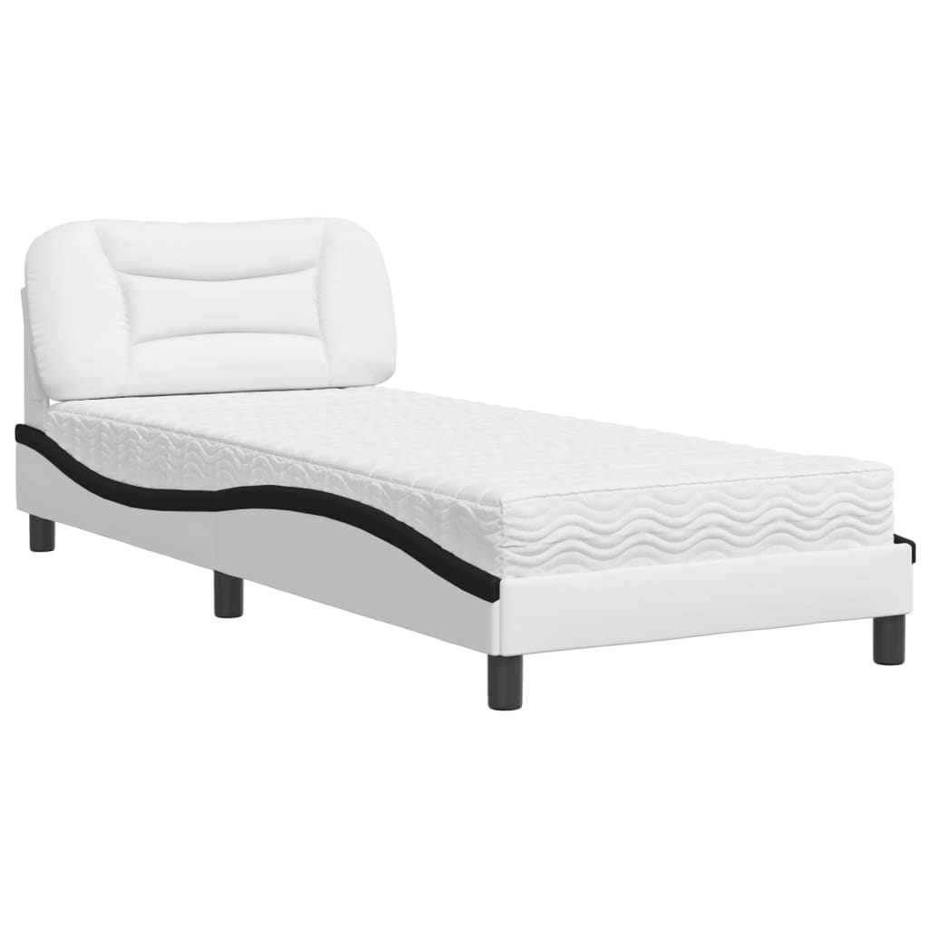 seng med madras Hvar 90x190 cm kunstlæder hvid og sort