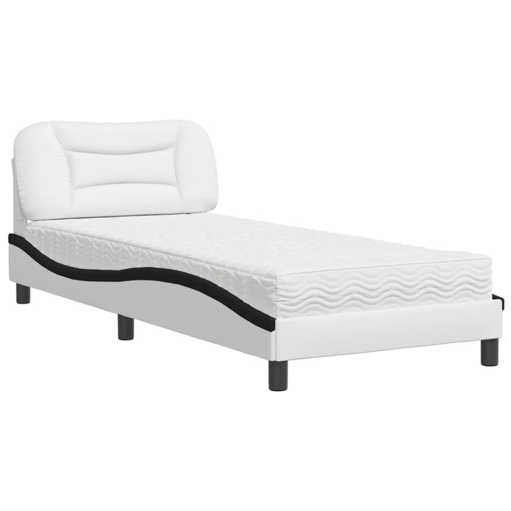 seng med madras Hvar 90x190 cm kunstlæder hvid og sort