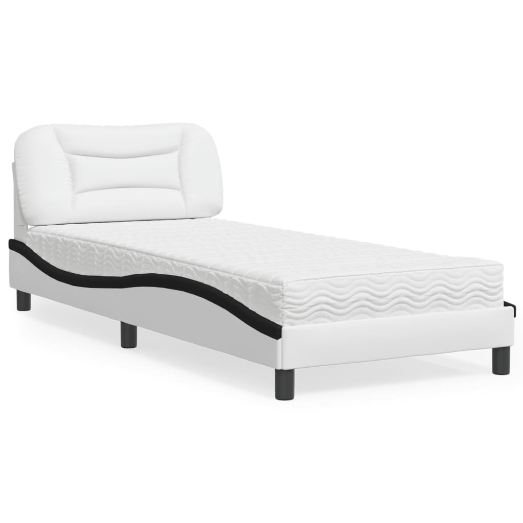 seng med madras Hvar 90x190 cm kunstlæder hvid og sort